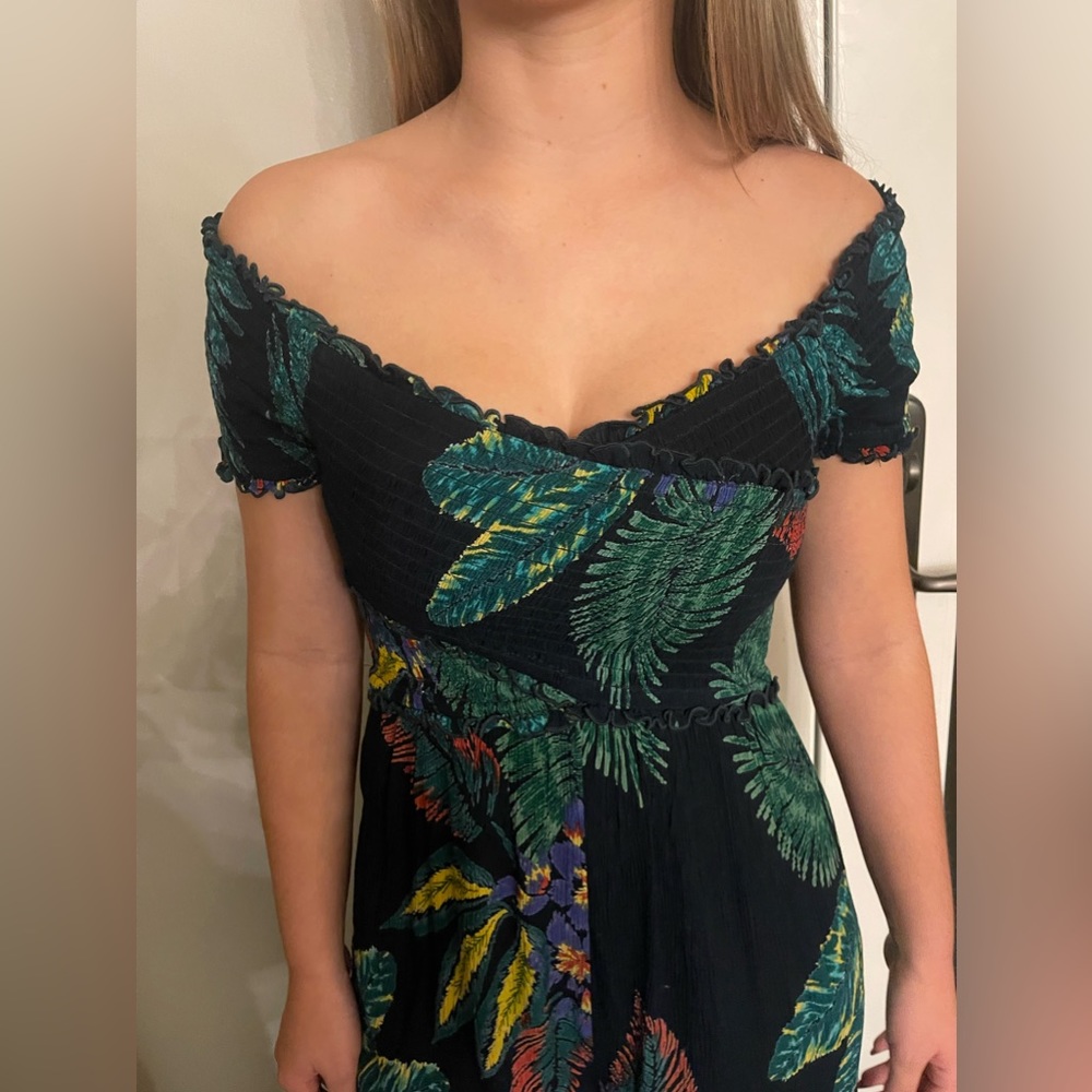 Bohemian off the shoulder jumpsuit!